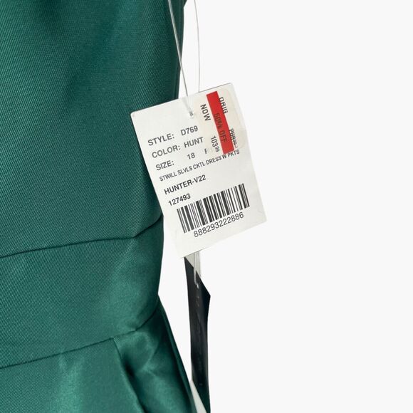 Alfred Sung Hunter Green High Neck Satin Dress - Picture 5 of 8